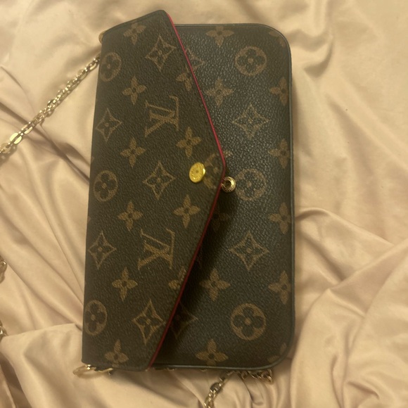 Louis Vuitton Brown Monogram Clutch with Gold Chain - Picture 1 of 5